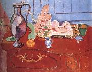 Henri Matisse Trophy and a small statue of pink oil painting on canvas